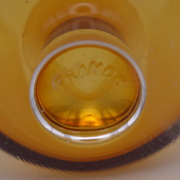 France Yellow Orange Glass with Thick Circular Stem - Picture 9 of 9